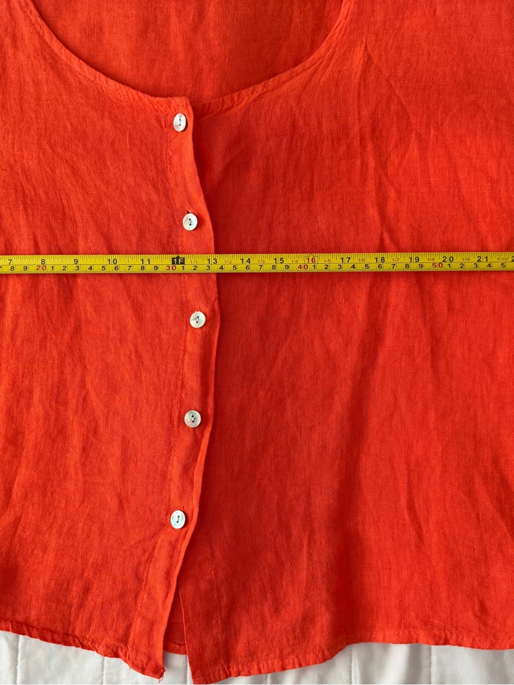 100% Linen Button Front Top XL Orange Relaxed Fit - Picture 8 of 8